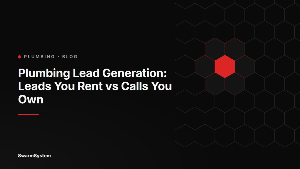 SwarmSystem title card reading Plumbing Lead Generation: Leads You Rent vs Calls You Own