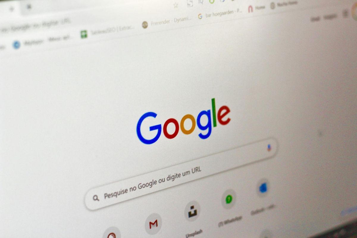 Laptop screen showing the Google search page in a web browser